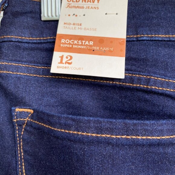 Old Navy Rockstar Women’s Super Skinny Jeans Sz 12 Short Dark Rinse Mid Rise 27" - Picture 5 of 12